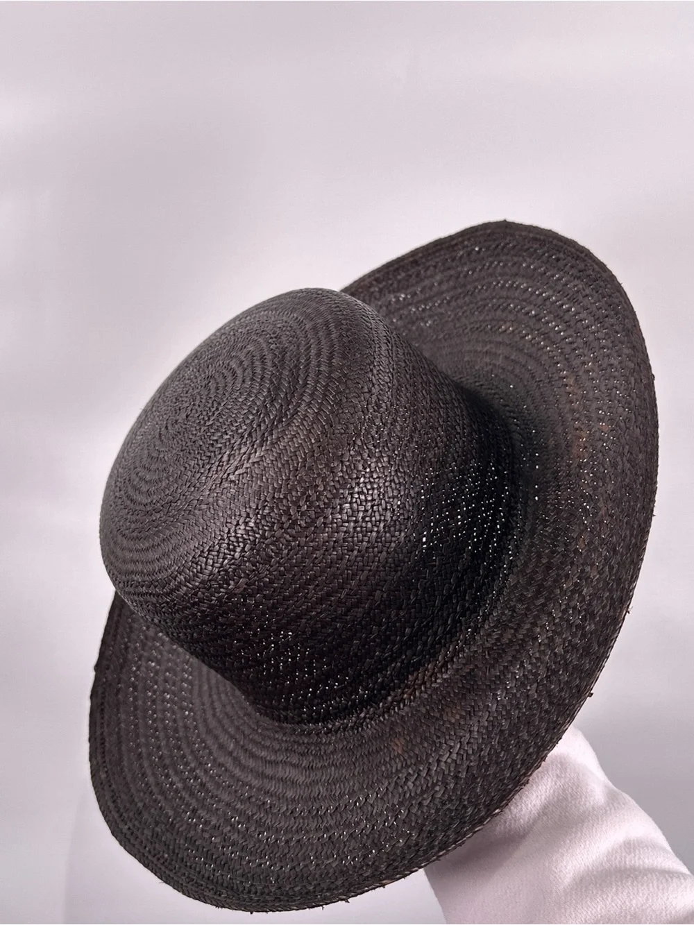 Toucan Panama Boater Hat Flat Crown Woven Straw Black OS